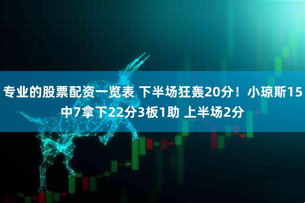 专业的股票配资一览表 下半场狂轰20分！小琼斯15中7拿下22分3板1助 上半场2分
